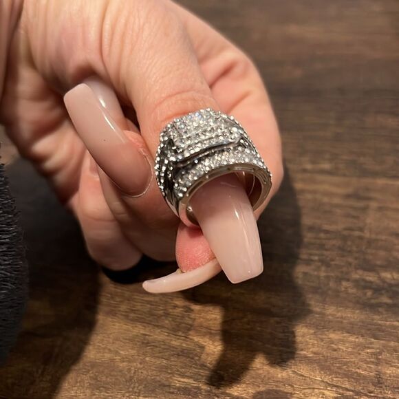 4Ct Round Cut Diamond Engagement 14k White Gold Plated Multi Band Diamond Ring - Picture 17 of 17